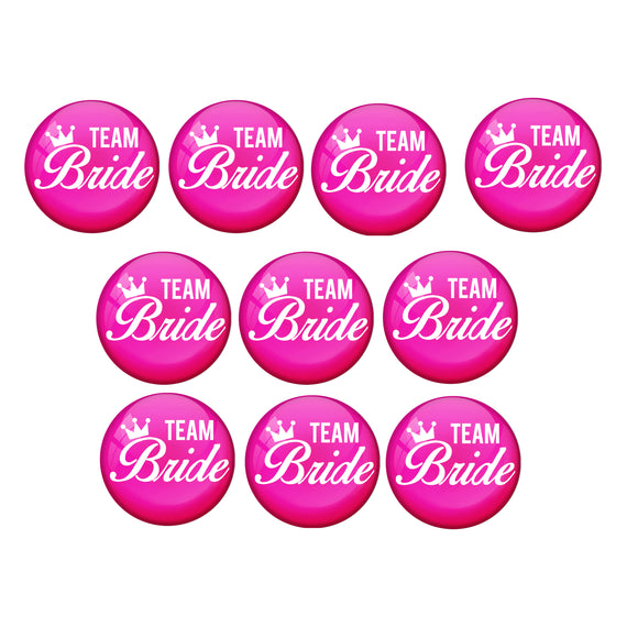 AVI Metal Pink Colour Pin Badges With Team Bride Design  (Pack of 10)
