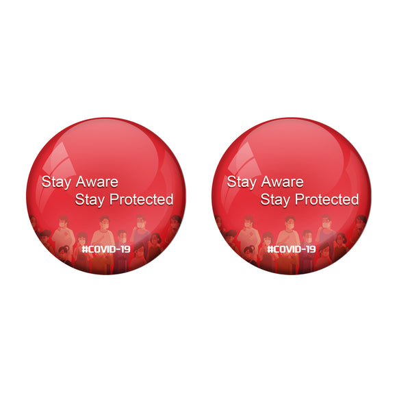 Stay Aware Corona Virus COVID -19 Badge R8000935 x 2