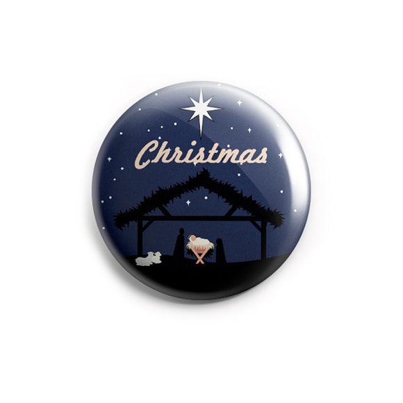 AVI Regular Size Pin- up Badge Blue Christmas with Baby Jesus R8002059