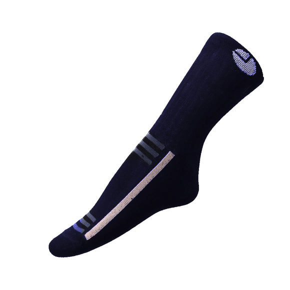 AVI Blue Socks with 3 grey stripes and 1 long cream stripe Ankle length cotton Socks R1000010