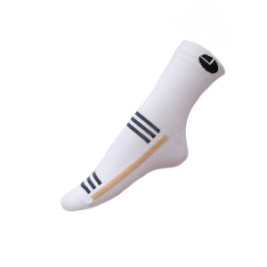 AVI White Socks with 3 black stripes and 1 long cream stripe Ankle length cotton Socks R1000012