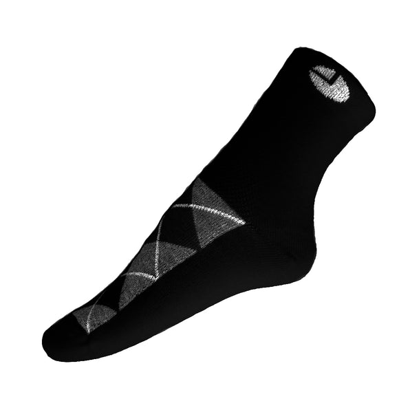 AVI Black Socks with Grey and white design on top of foot Ankle length cotton Socks R1000014
