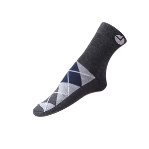 AVI Grey Socks with Grey and white design on top of foot Ankle length cotton Socks R1000015