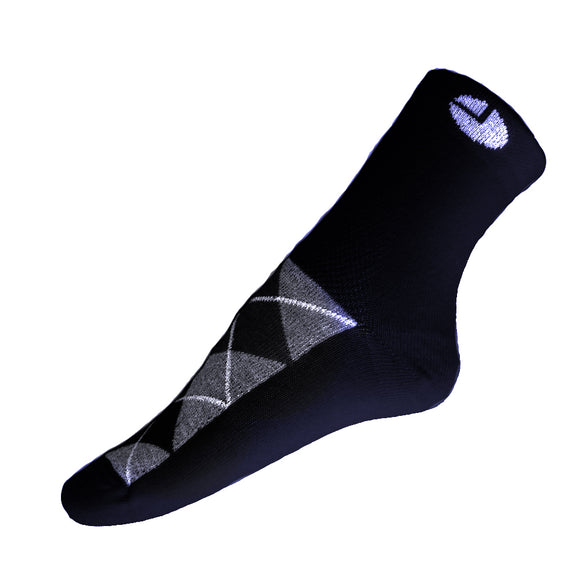 AVI Blue Socks with Grey and white design on top of foot Ankle length cotton Socks R1000016