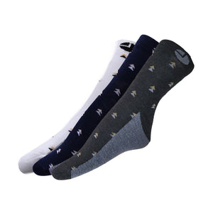 AVI White Blue and Grey socks with printed triangles C3R1000022