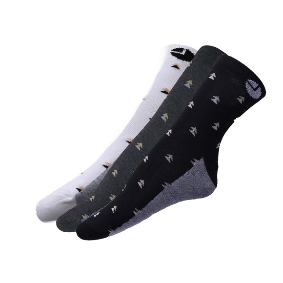 AVI White Grey  and Black socks with printed triangles C3R1000023