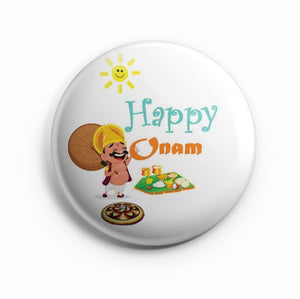 AVI Fridge Magnet 58mm White Happy Onam Kerala Festival with Mahabali MR8002026