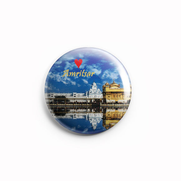 AVI Pin Badge Blue Amritsar Punjab Golden Temple Regular Size 58mm Badge R8002029