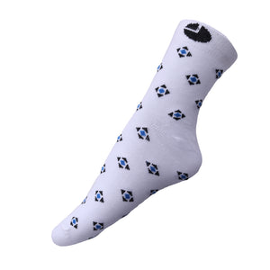 AVI White Socks with Blue square and black triangle Ankle length cotton Socks R1000002