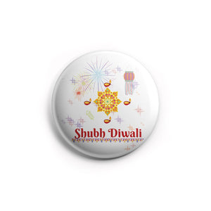 AVI Shubh Diwali White  Regular Size 58mm Badge R8002039