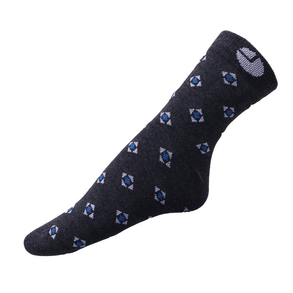 AVI Grey Socks with Blue square and Grey triangle Ankle length cotton Socks R1000003