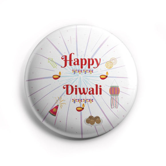 AVI Happy Diwali White 58mm Fridge Magnet MR8002040