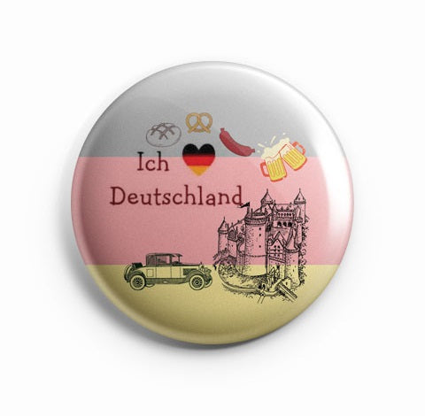 AVI Badge I love Germany written in German Language with Germany flag background 58mm R8002050