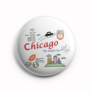 AVI Chicago Souvenir White Fridge Magnet 58mm MR8002077