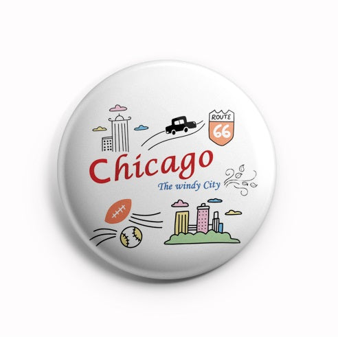 AVI White Badge Chicago Souvenir Regular Size 58mm R8002077