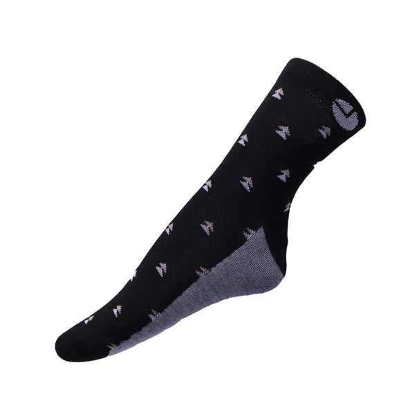 AVI Black Socks with cream and grey triangles and grey bottom Ankle length cotton Socks R1000007