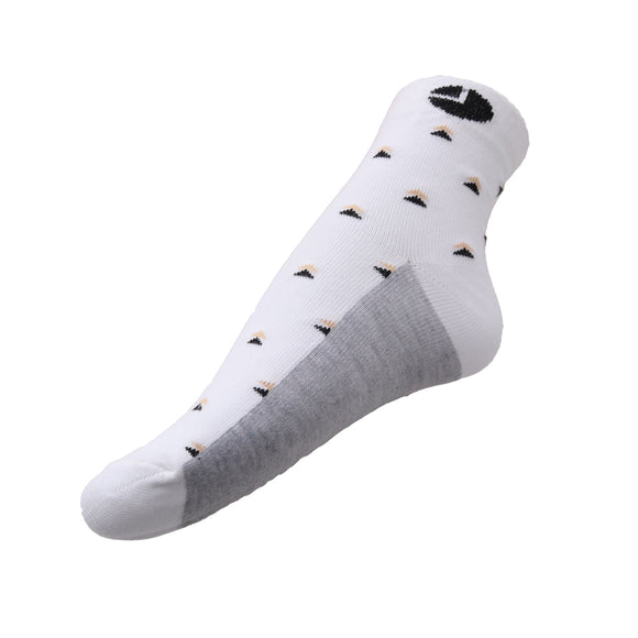 AVI White Socks with cream and black triangles and grey bottom Ankle length cotton Socks R1000008