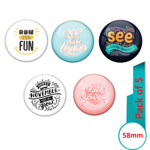 AVI Multi Colour Metal  Pin Badges  with Pack of 5 Happy Positive quotes PQ 10 Design