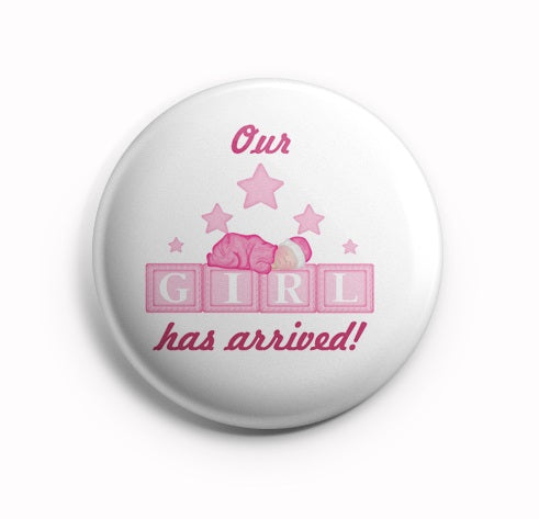 AVI Pin Badge White Our baby Girl has arrived Pack of 1 R8002116