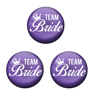 AVI Metal Multi Colour Pin Badges With Bride Team Violet Design  (Pack of 3)