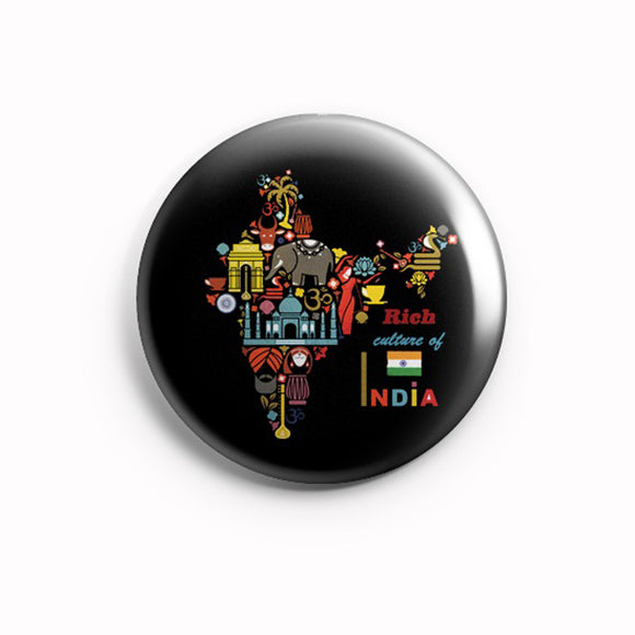 AVI 58mm Pin up Badge Regular Size Black Rich Culture of India R8002124