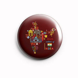 AVI 58mm Pin up Badge Regular Size Maroon Rich Culture of India R8002125