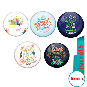 AVI Multi Colour Metal  Pin Badges  with Pack of 5 Happy Positive quotes PQ 6 Design