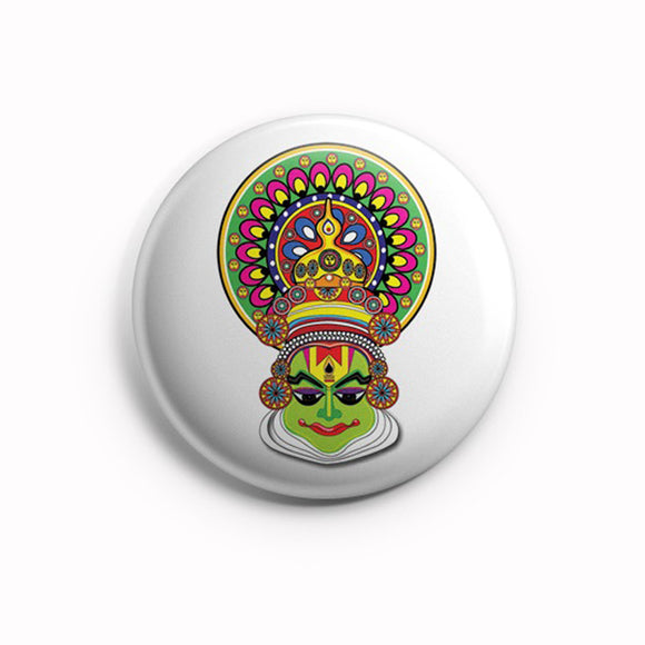 AVI 58mm Badge White Kathakali Kerala Traditional Dance Form Regular size R8002137