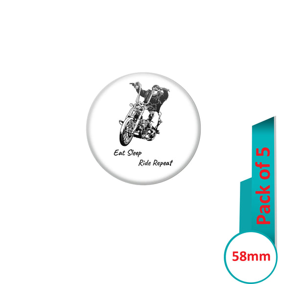 AVI Pin Badges with Multi Eat sleep ride repeat Quote Design Pack of 5