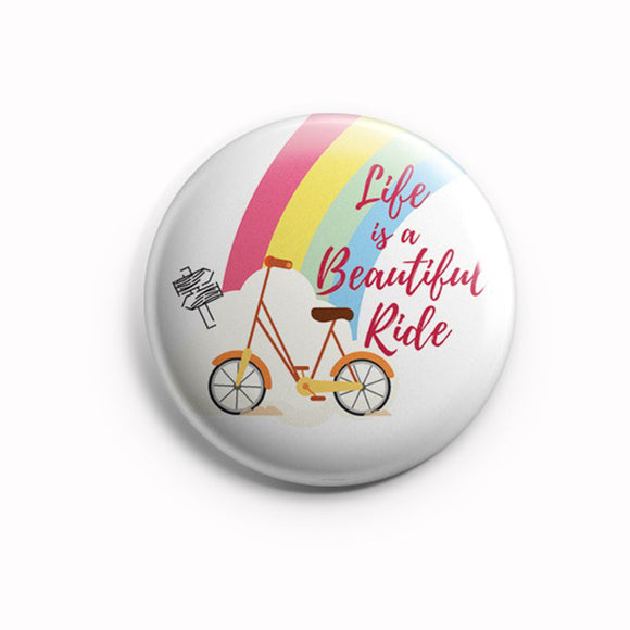 AVI Metal Pin Badges Multicolor Rainbow Life is a Beautiful Ride Quote Metal R8002141