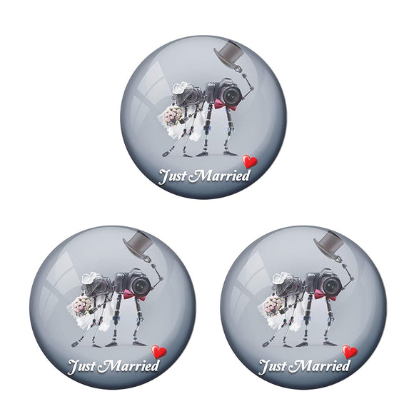 AVI Metal Multi Colour Pin Badges With Just married Photographer Couple Design  (Pack of 3)