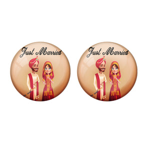 AVI Metal Multi Colour Pin Badges With Just married Punjabi Couple Design  (Pack of 2)