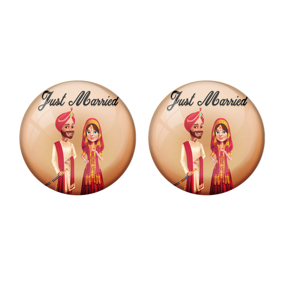 AVI Metal Multi Colour Pin Badges With Just married Punjabi Couple Design  (Pack of 2)