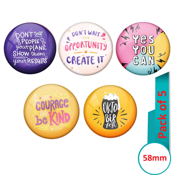 AVI Multi Colour Metal Fridge Magnet  with Pack of 5 Happy Positive quotes PQ 36 Design