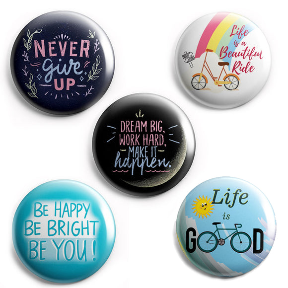 AVI 58mm Pin Badges Multicolor Motivational Amazing Positive Quotes Pack of 5 C5R8002165