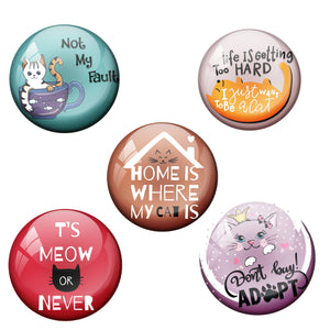 Combo Pack of 5 Cat Badges