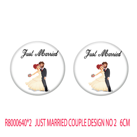 AVI Metal Multi Colour Pin Badges With Just married Western Couple Design  (Pack of 2)