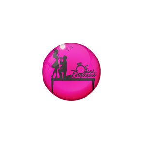 AVI Metal Pink Colour Pin Badges With Just Engaged Pink Design