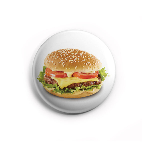 AVI 58mm Pin Badges White Burger for Food Lovers Regular Size 58mm R8002190