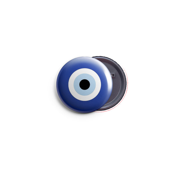 AVI 58mm Pin up Badge Regular Size Blue Fortunate Evil Eye Symbol R8002195