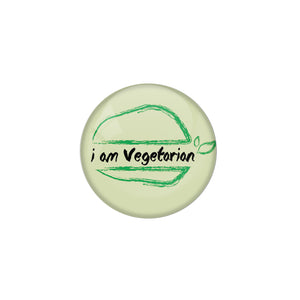 AVI Metal Green Colour Pin Badges With i am Vegetarian Design