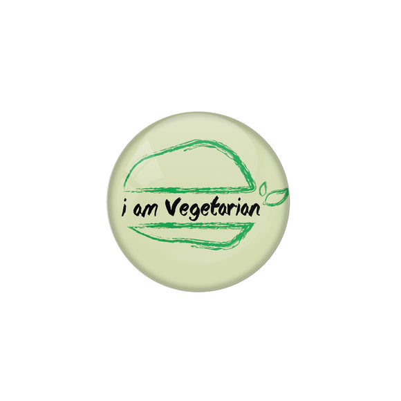 AVI Metal Green Colour Pin Badges With i am Vegetarian Design