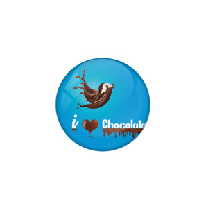 AVI Metal Blue Colour Pin Badges With I love chocolate Design