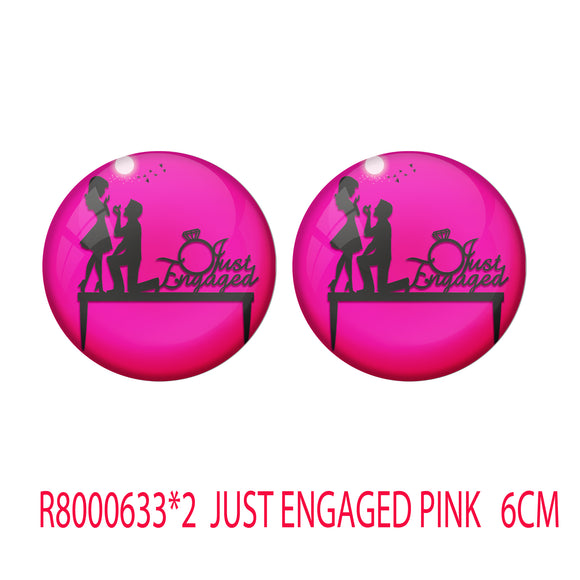 AVI Metal Pink Colour Fridge Magnet With Just Engaged Pink Design