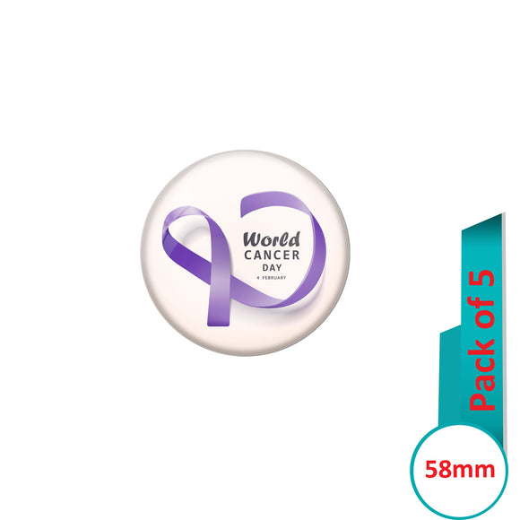 AVI Pin Badges with Multi World cancer day Quote Design Pack of 5
