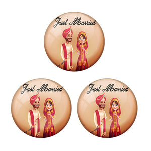 AVI Metal Multi Colour Pin Badges With Just married Couple 3 Punjabi Design  (Pack of 3)