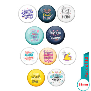 AVI Multi Colour Metal  Pin Badges  with Pack of 10 Happy Positive quotes PQ 29 Design