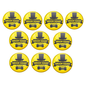AVI Metal Yellow Colour Pin Badges With Groom Squad Design  (Pack of 10)