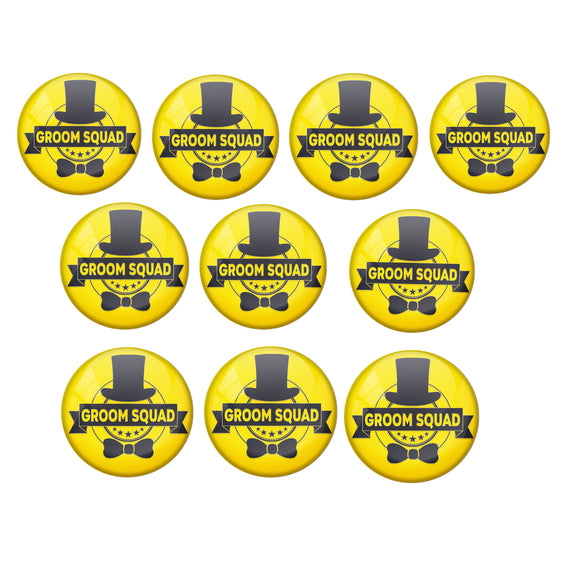 AVI Metal Yellow Colour Pin Badges With Groom Squad Design  (Pack of 10)
