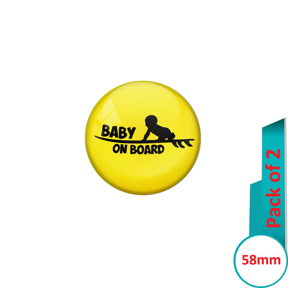 AVI Pin Badges with Yellow Baby on board Quote Design Pack of 2